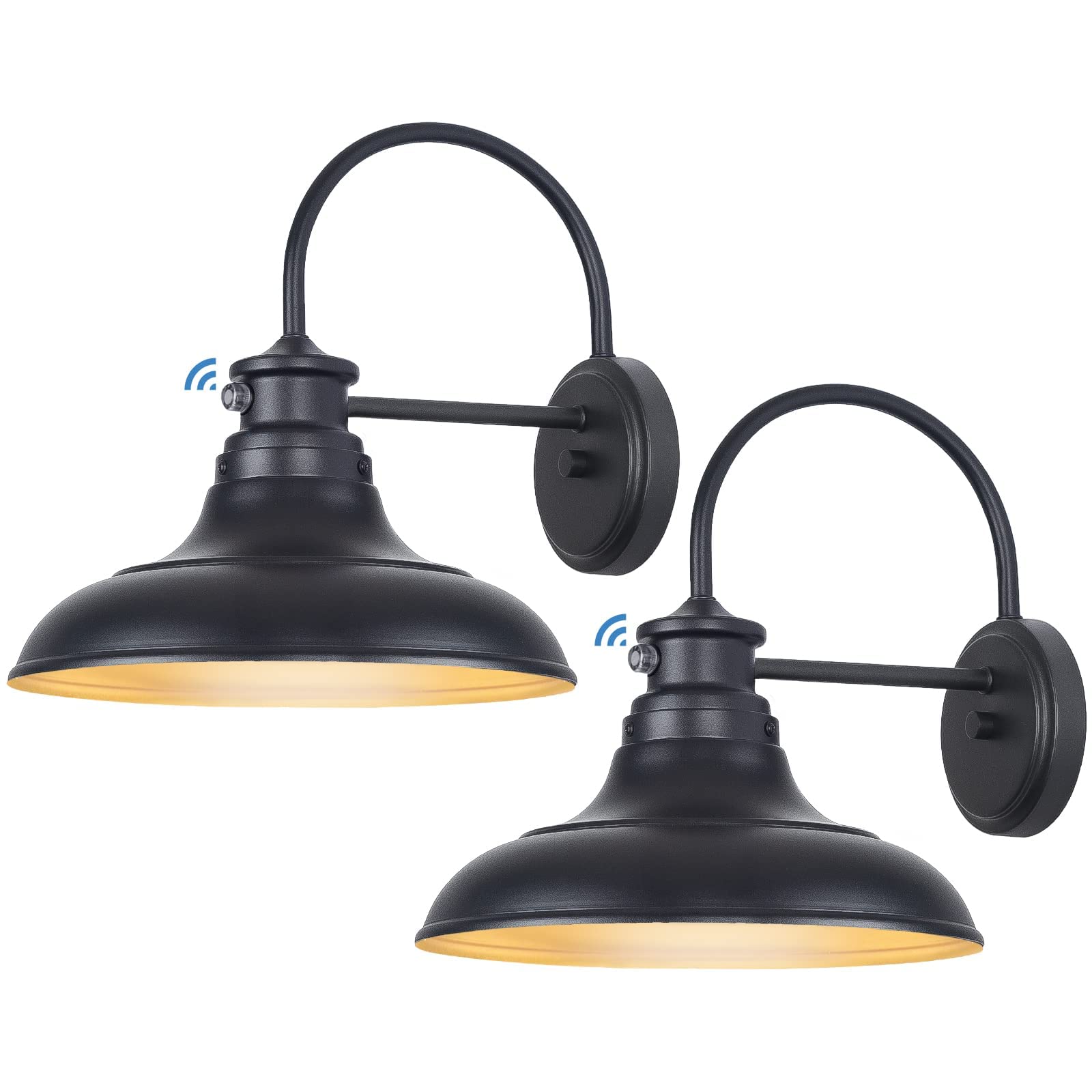 Yolsunes Dusk To Dawn Led Barn Lights - 2 Pack Gooseneck Black Exterior Wall Mount Fixtures