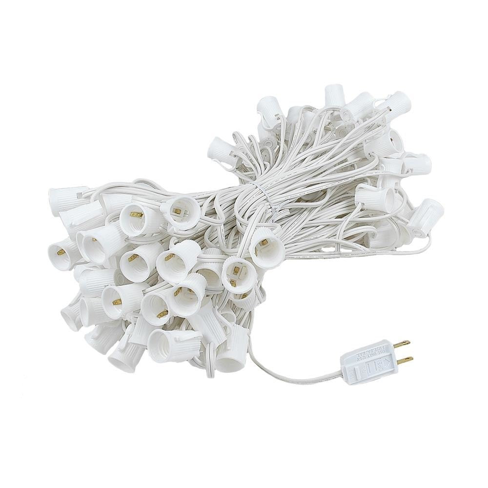 Novelty Lights 100 Foot C9 Outdoor String Light Christmas Stringer - Patio String Lights - Intermediate Base (C9/E17) - 12 Spaci