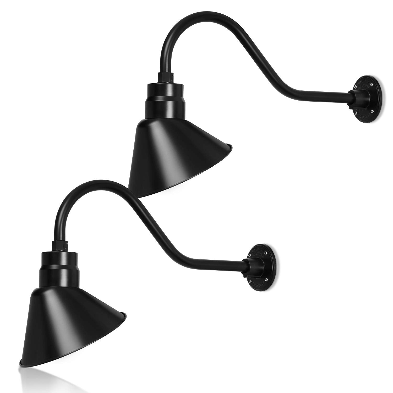 HTM LIGHTING SOLUTIONS Gooseneck Sign Light Fixture - 10in. Satin Black, 22in. Extension Arm, UL Listed, 9W LED Bulb, 2-Pack
