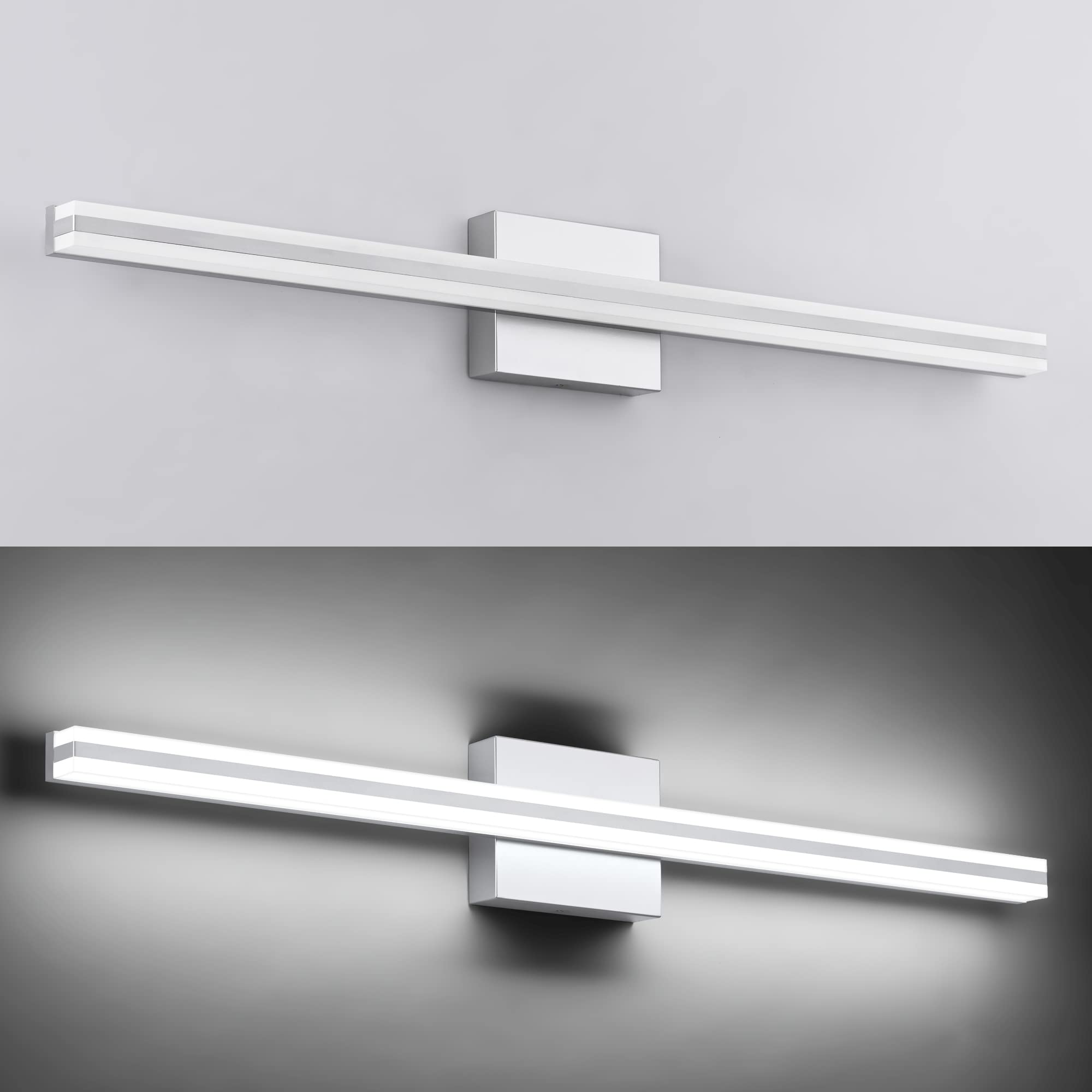 SOLFART Bathroom Vanity Lights Over Mirror 31.8 Inch LED Brushed Nickel Aluminum S8200-810mm-Silver