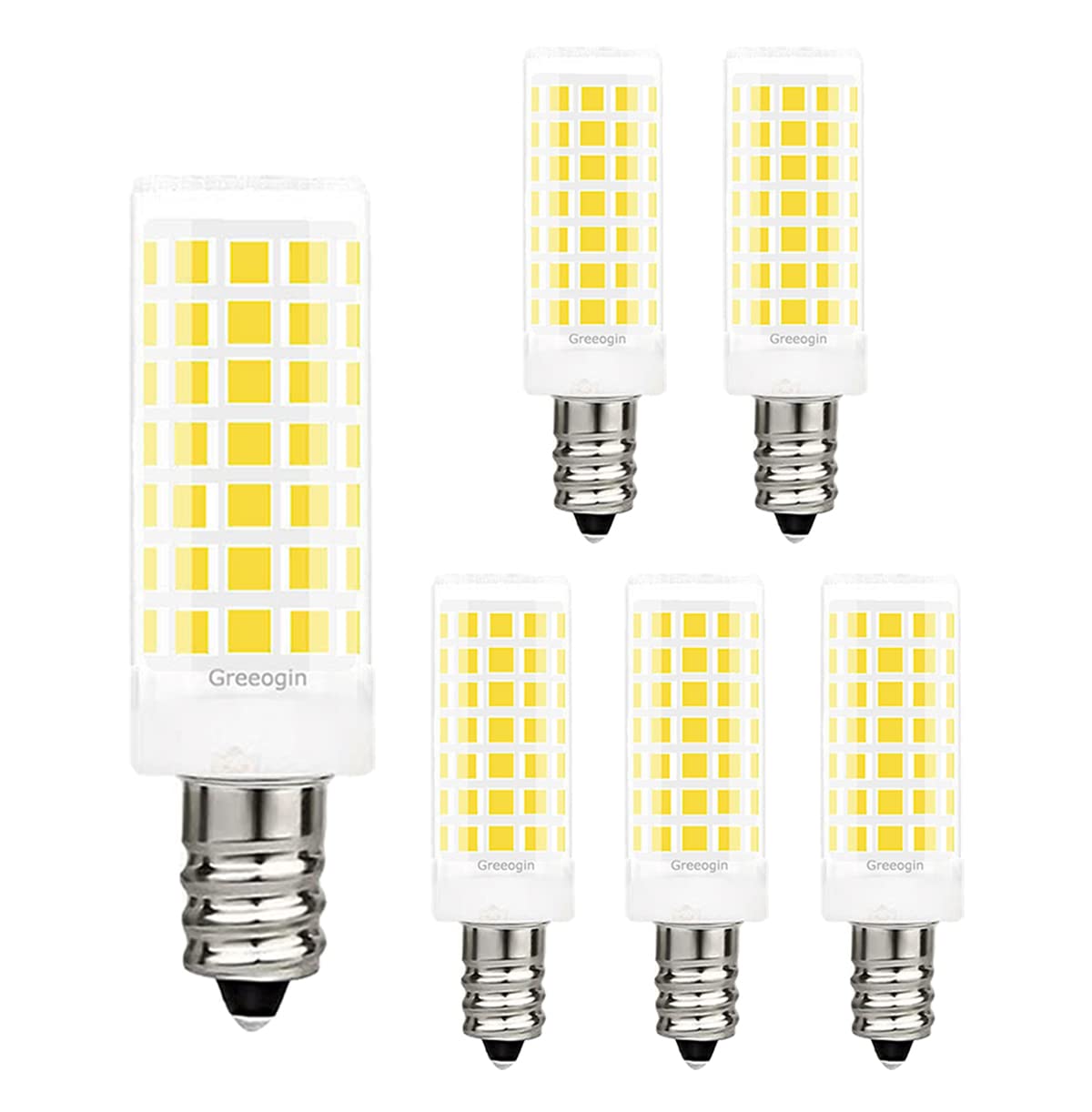 E12 Led Dimmable Bulb 7W T6 C7 Equivalent To Halogen 60W, Daylight White 6000K Candelabra For Ceiling Fan, Chandelier, Kx-2000 B