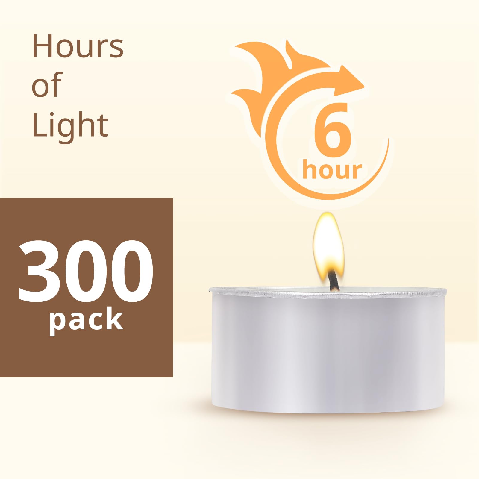Hypmis Tea Lights Candles 300 Pack, Unscented White Palm Wax, 6 Hours Burn Time, Clean Smokeless Votive for Holidays