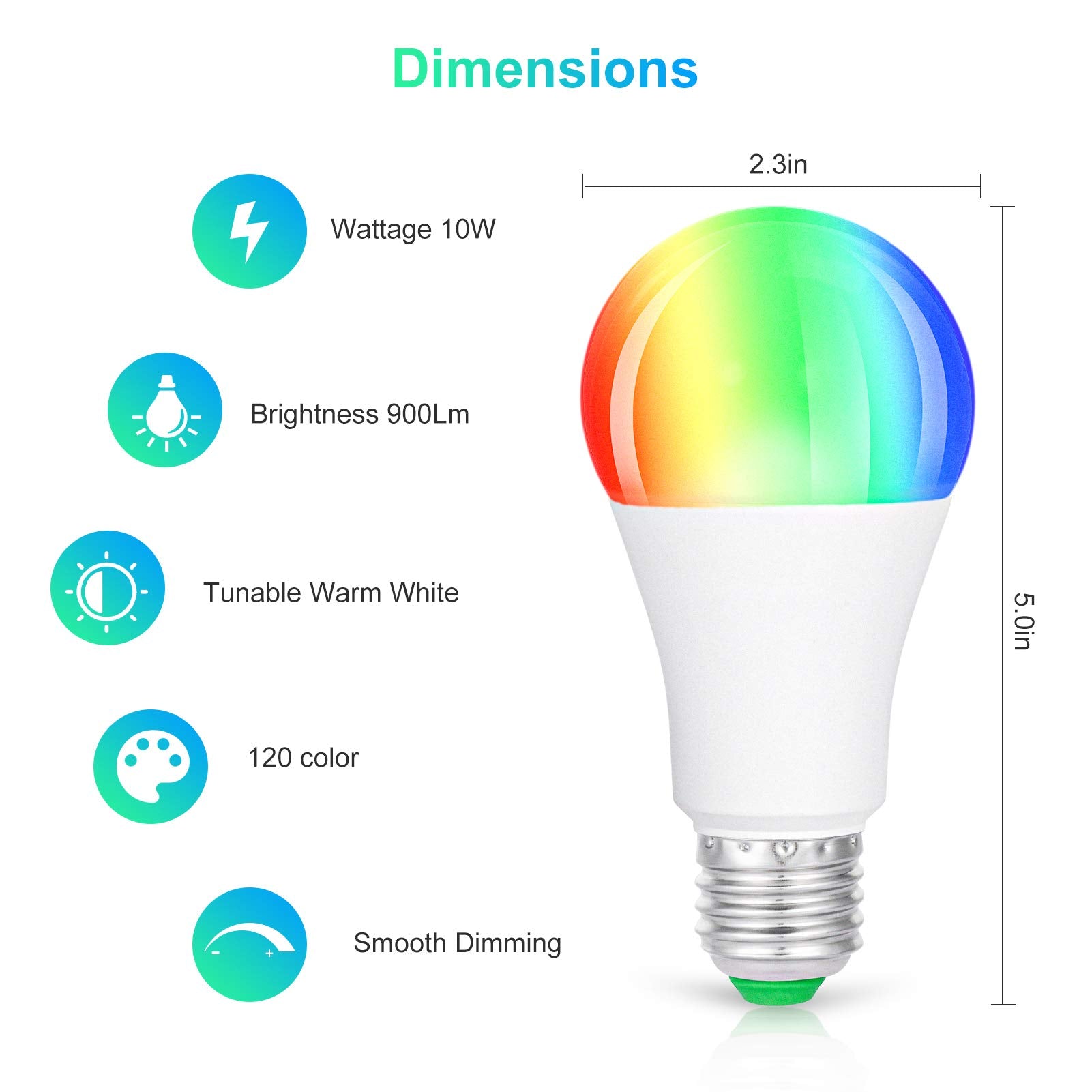 Sunnest Led Light Bulbs, 4 Pack Dimmable E26 Led Light Bulb, 10W Rgbw Color Changing Light Bulb With Remote Control, Decorative Lights, Mood Light Bulb, Great For Home Decor, Stage, Party And More