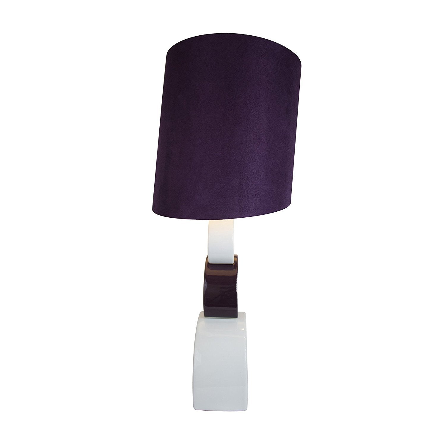 Elegant Designs Lt1038-Prp Stacked Circle Ceramic Table Lamp With Asymmetrical Shade, Purple