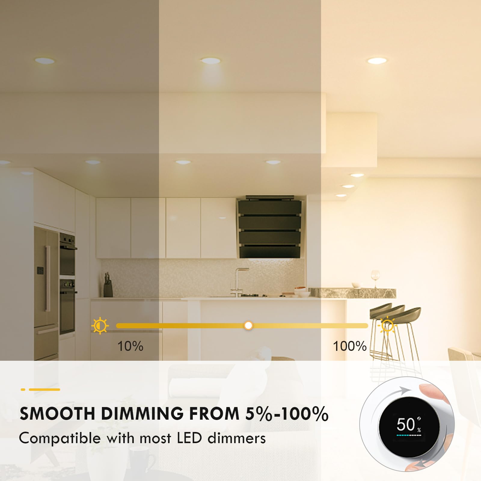 Wowlumen Dimmable Gu10 Led Light Bulbs, Mr16 Gu10 Base Bulb Replacement For Recessed Track Lighting, 3000K Warm White 5W 500Lm 4