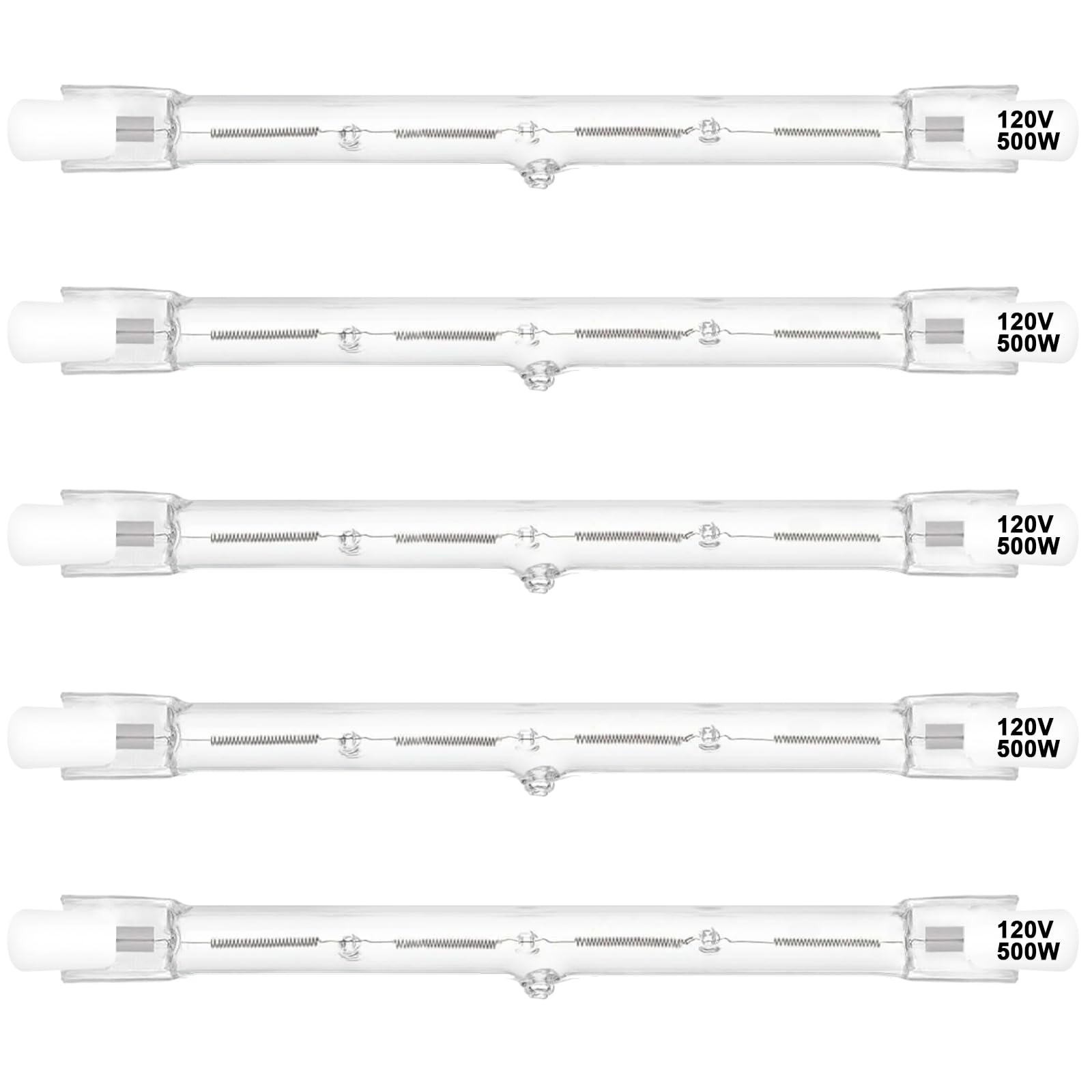 R7S Halogen Bulbs 500W Dimmable 120V 118Mm T3 J Type Floodlight Bulb With Long Lifespan, 2700K Warm White Linear Double Ended Li