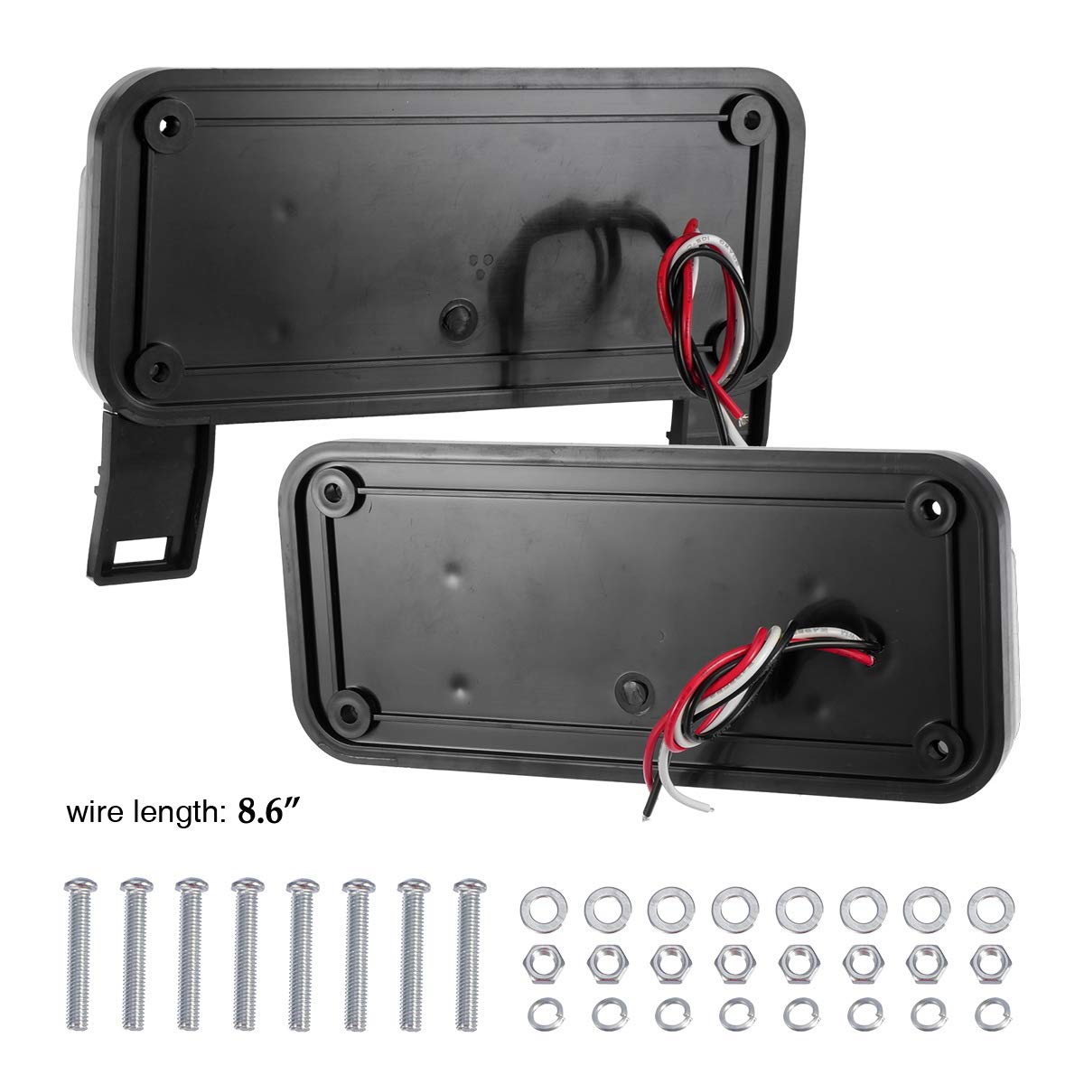 Partsam Red LED Low Profile RV Tail Lights - Smoke Lens, Standard Size, Plastic, Surface Mount - Pair for Trailers and Campers