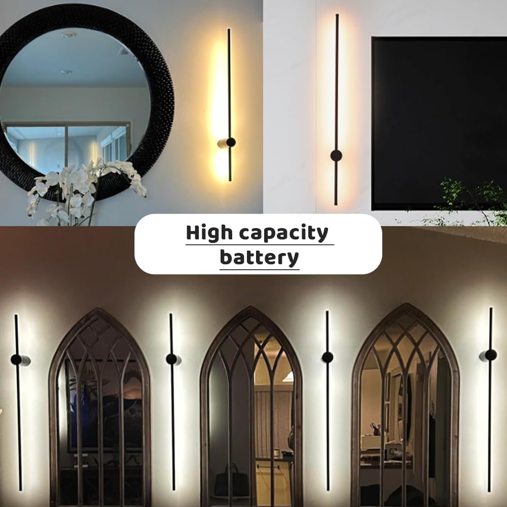 Blueye Battery Operated Wall Sconce,Remote Control,Soft Warm 2700K-6000K,Aluminum,Rechargeable,50W Equivalent Lamp,No Flicker,60