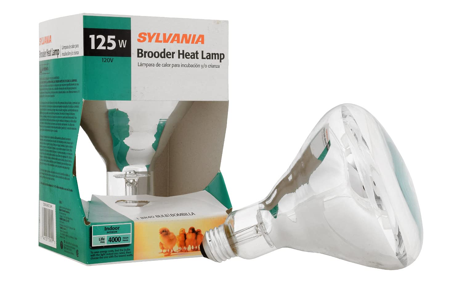 OSRAM SYLVANIA Brooder Heat Lamp Bulb BR40 125W Clear Glass 1 Count