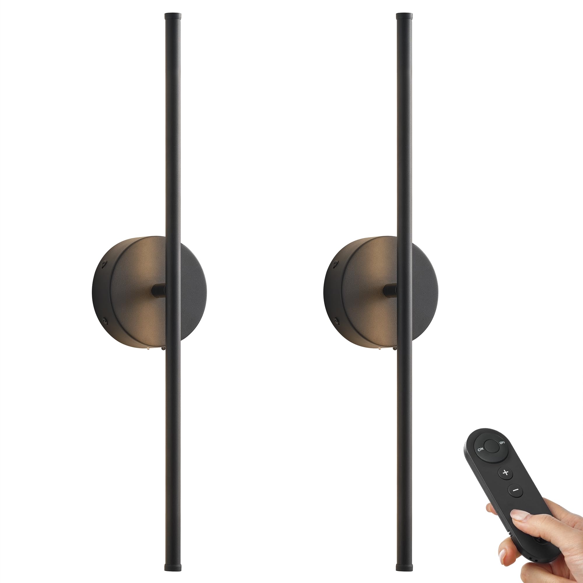 KARTOOSH Battery Operated Wall Sconces, Dimmable, 20.4 Inch, Black, Model ZM317BBL50, Set of Two