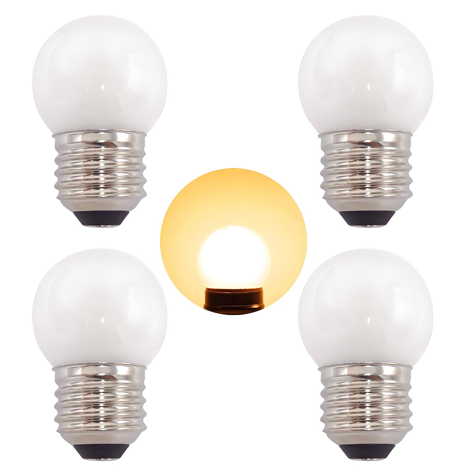 Paeorrorl G40 1.5W Led Low Wattage Bulb 15 Watt Equivalent, E26 Base G14 Small Low Power Light Bulbs,Frosted,150 Lumen Soft Glow