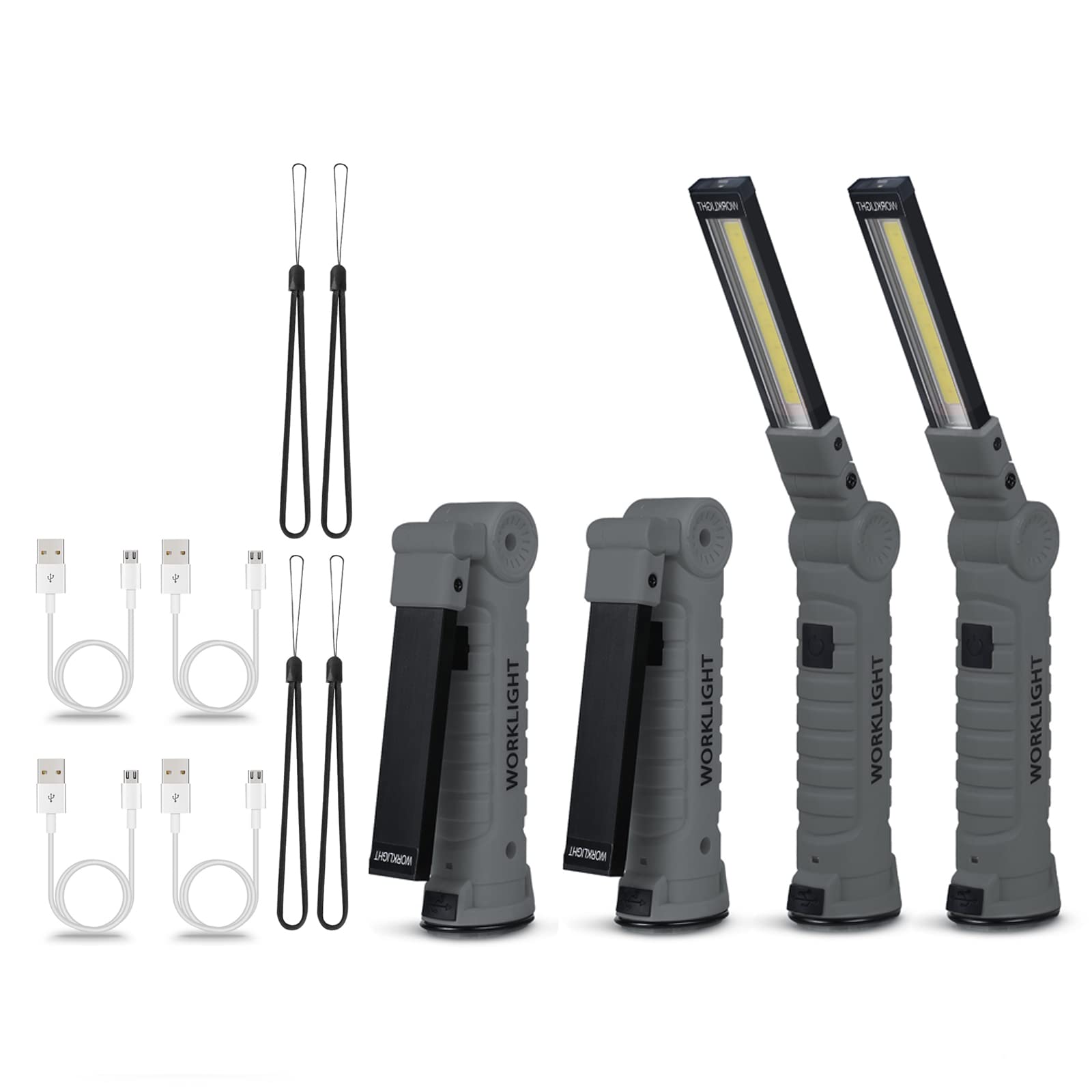 4 Pack Flashlight Vagocom Mechanic Tools for Gift,LED Rechargeable Work Lights with 360 Rotate Magnetic Base 5 Modes Portable In