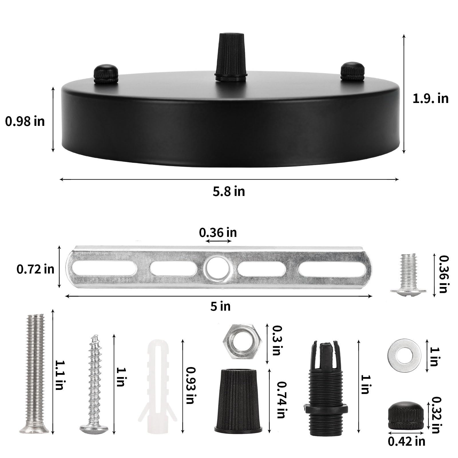 Sangle Sopffy Pendant Light Canopy Kit  5.8 Inches Ceiling Lighting Canopy Kit With All Mounting Hardware Modern Chandelier Ceiling Plate Cover For Pendant Lighting Fixtures  Black (Black)