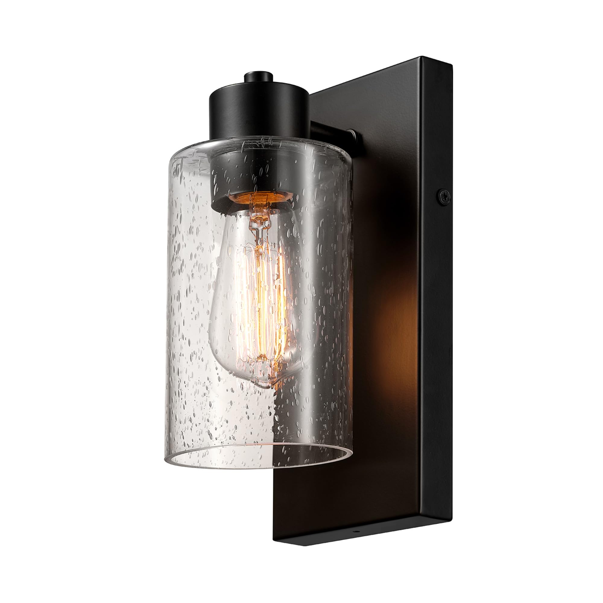 Globe Electric 60000129 1-Light Outdoor Wall Sconce, Dark Bronze, Clear Seeded Glass