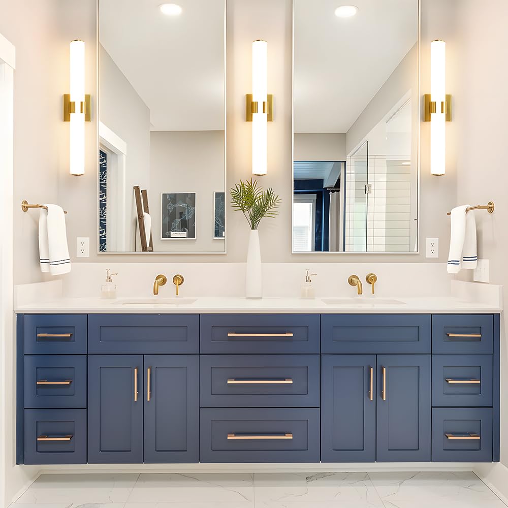 AIJIASI Bathroom Vanity Light - 28W Gold LED Sconces, 22.8 Inch Acrylic Shade, Model 8078WL-18GD-US