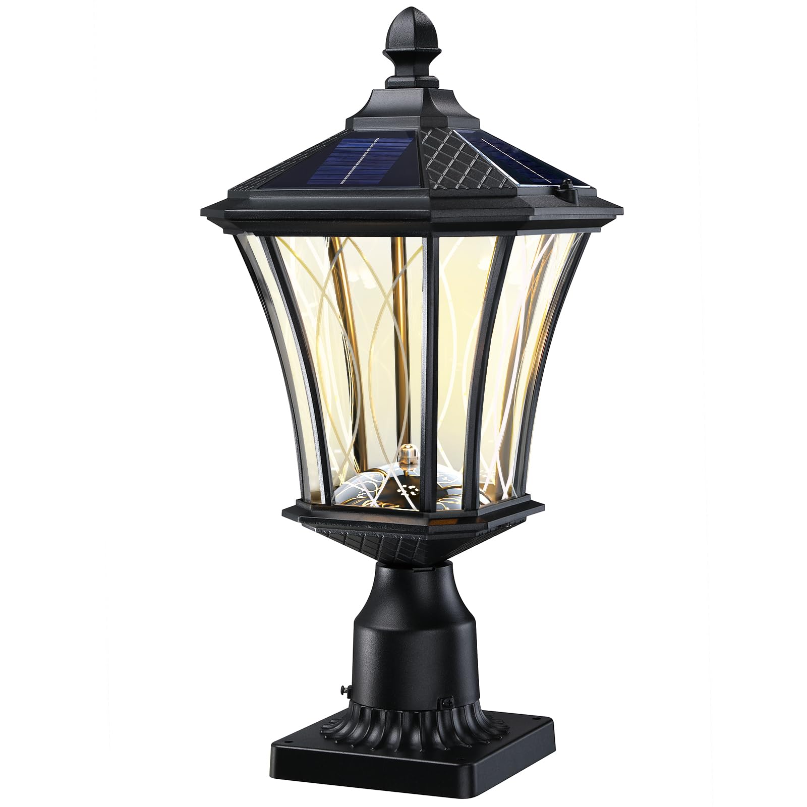 19.6 Solar Post Lights  Dusk to Dawn Outdoor Post Lights Solar Lamp Post Light  Black Pole Lights Outdoor with Pier Mount Base  Waterproof Outdoor Lamp Post for Yard FrontDoor Pathway Garage  1 Pack