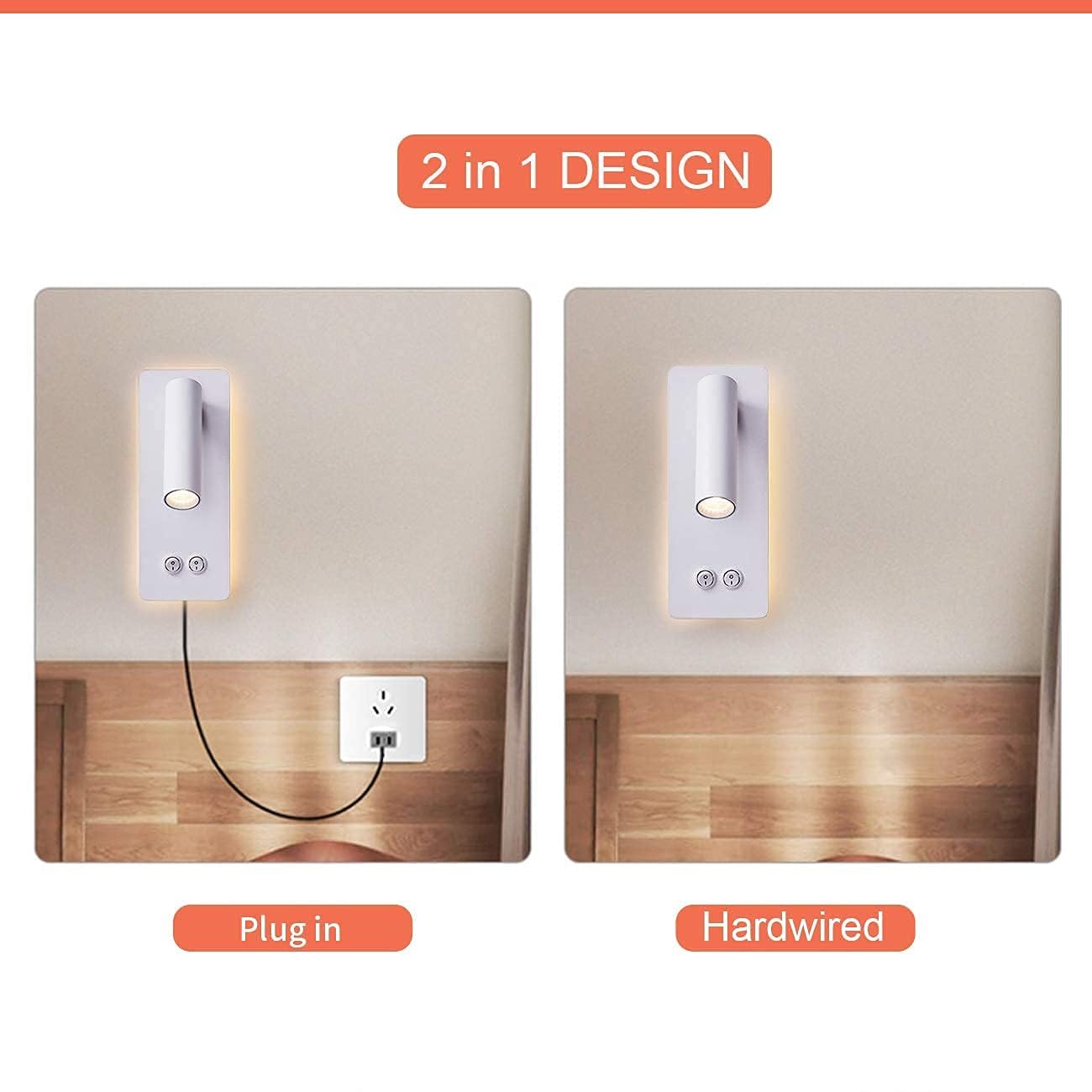 MOLUOLA LIGHTING LED Wall Lamp 3W Adjustable Sconce White Metal Bedside Light S07b