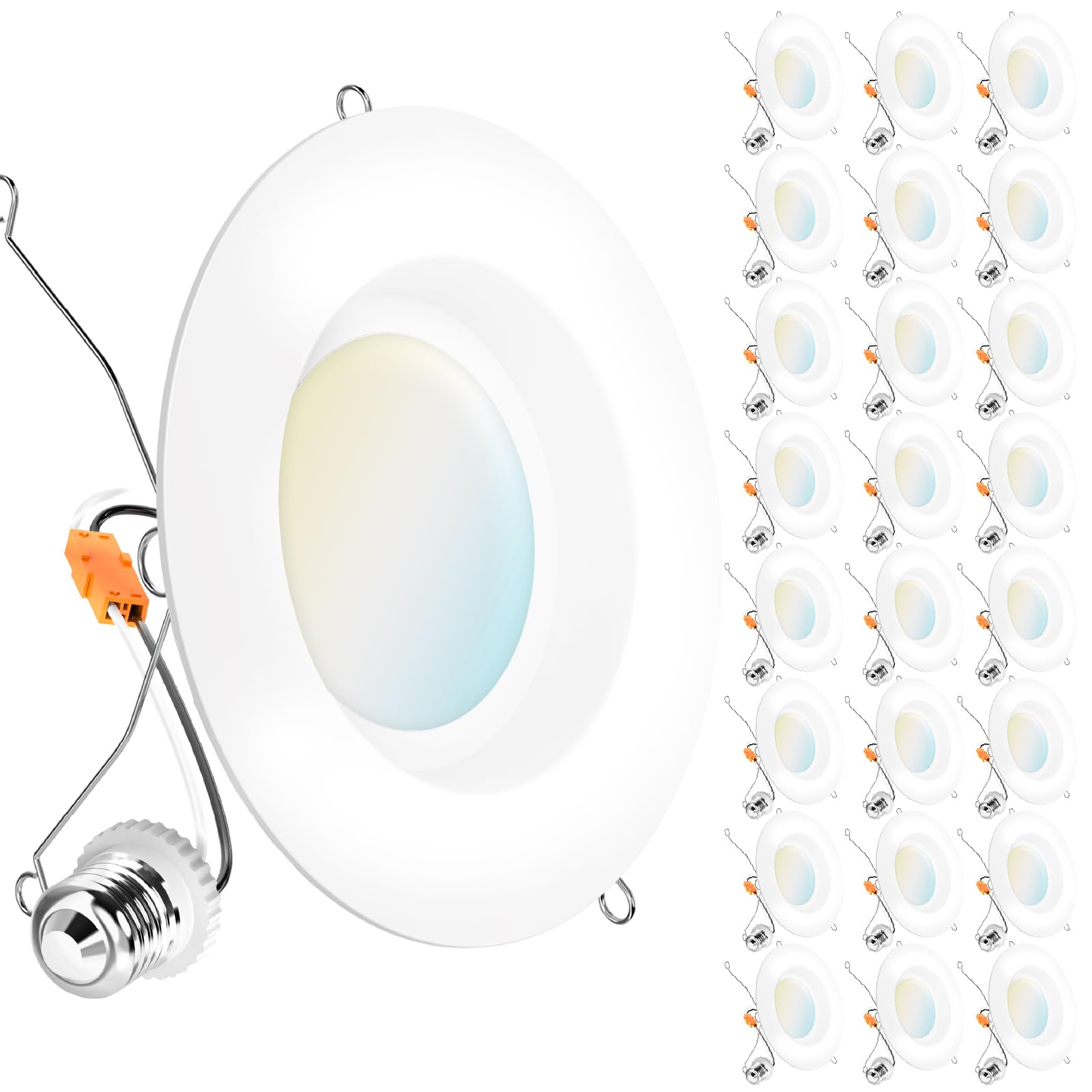 Sunco 24 Pack 5CCT Retrofit LED Recessed Lighting 6 Inch, 3000K/4000K/5000K/6000K/6500K Selectable, Dimmable Can Lights, Smooth 