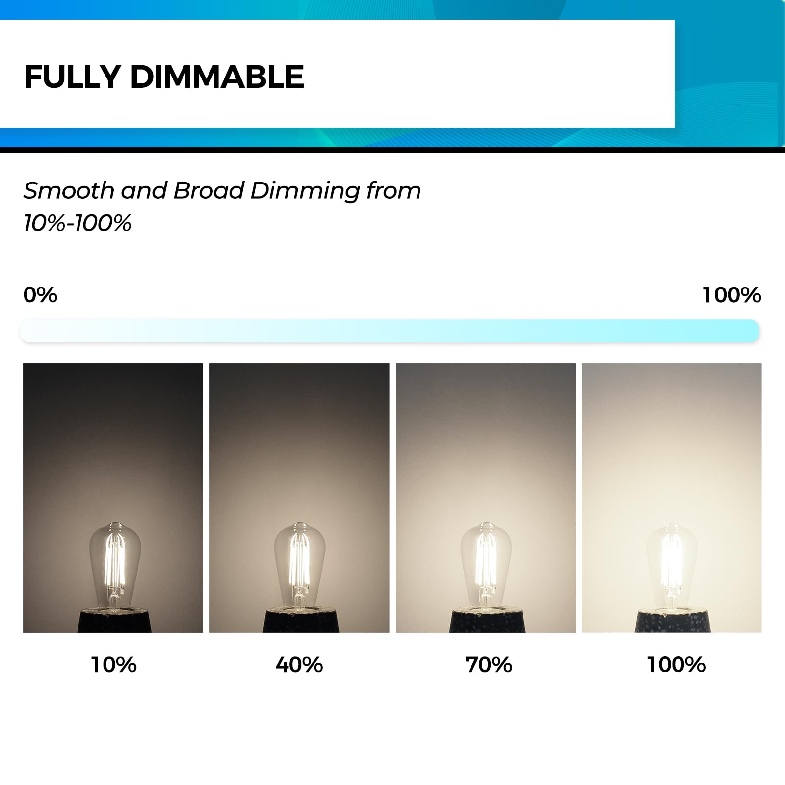 Hizashi Vintage Led Edison Bulb Dimmable, 6W Equivalent 60W, 4000K Neutral White, E26 Base Led Light Bulbs, 700Lm, High Cri 95+ Eye Protection, Clear Glass, Pack Of 12