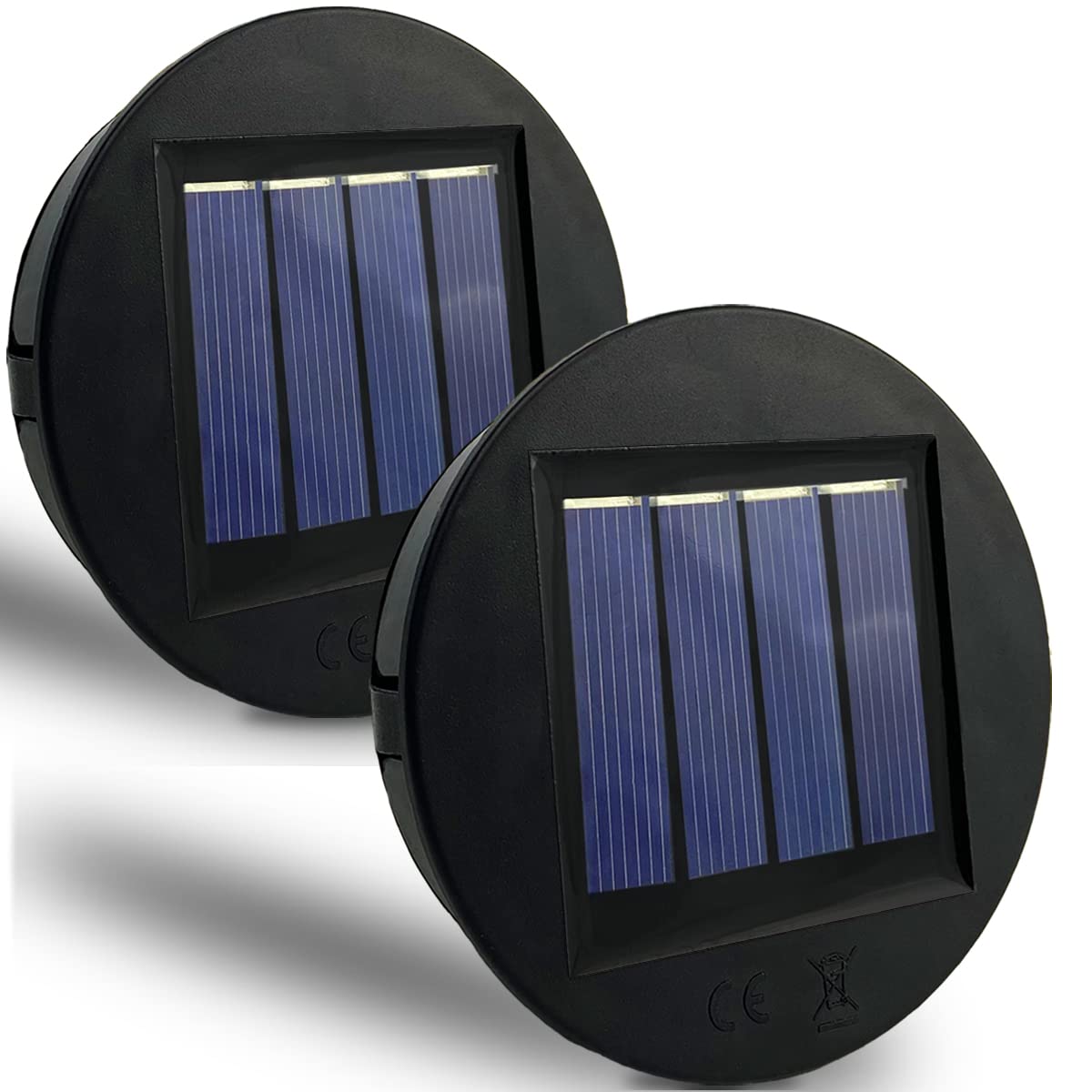 HELESIN Solar Light Replacement Parts, 2 Pack, 8 Lumens, Waterproof Battery Box, 3.15 Inches, Warm Yellow, Model HE-SR-01