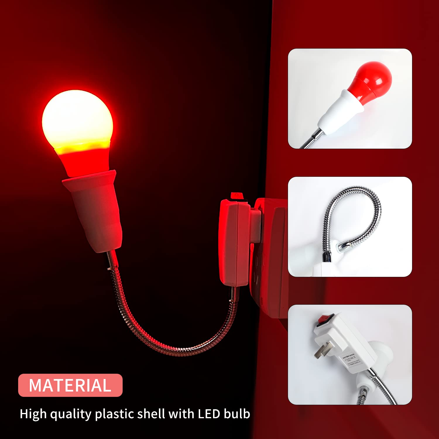Etone Darkroom Safe Light Lamp E27 Led Screw Mouth Wall Light 360 Degree Desk Light With Switch