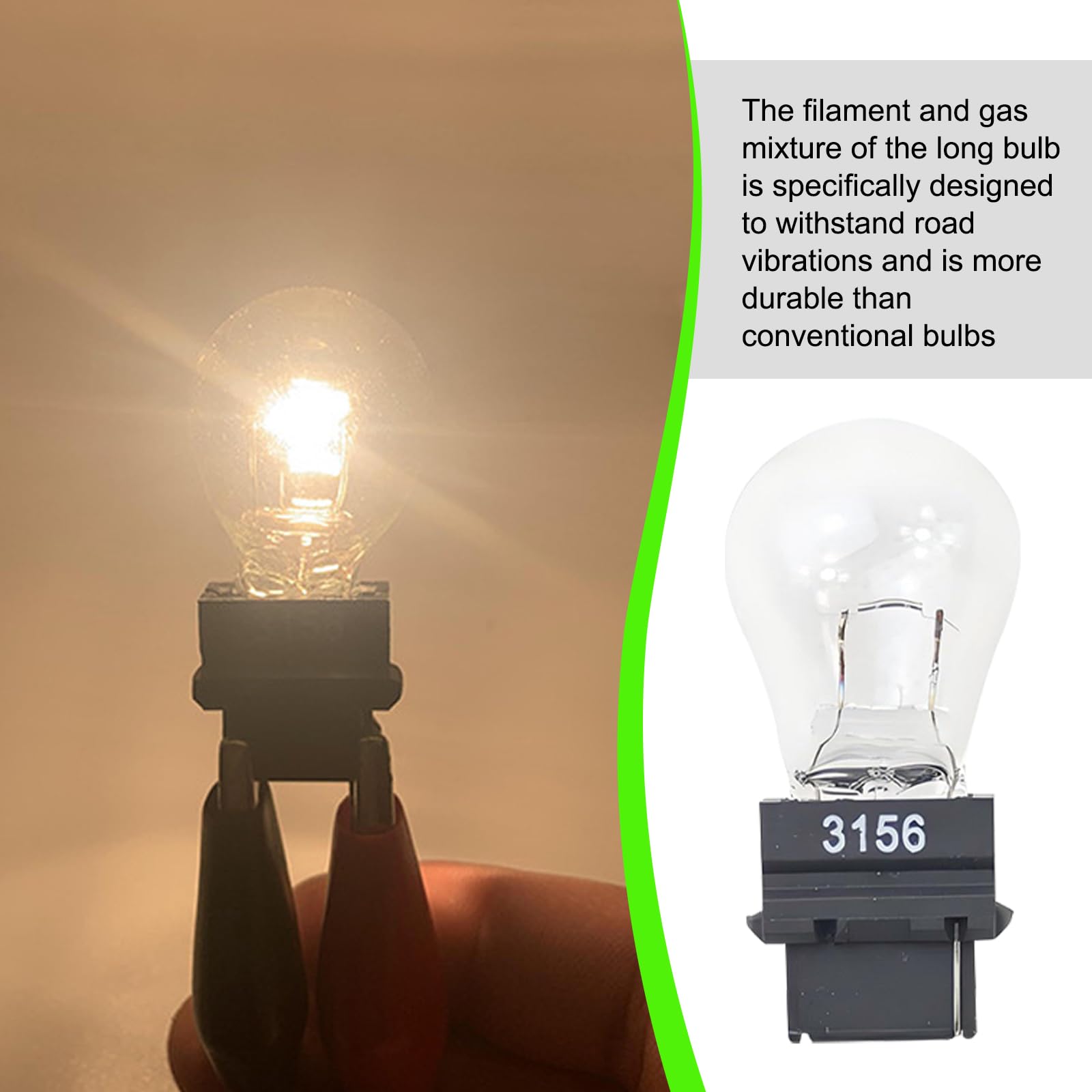 Tesnaao 10 Pack Car Instrument Light Bulb  3156 Brake Light Bulb  12 V 21 W Automobile Lighting Replacement Accessory  Universal For Most Cars  Trucks And Vans (White)
