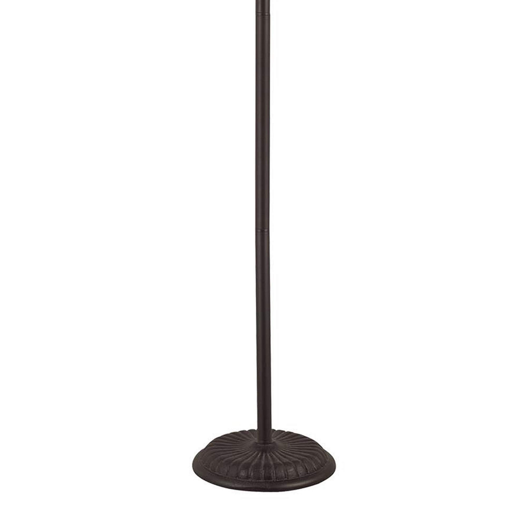 Benjara Metal Floor Lamp With Pull Chain Switch And Paper Shade, Off White And Black