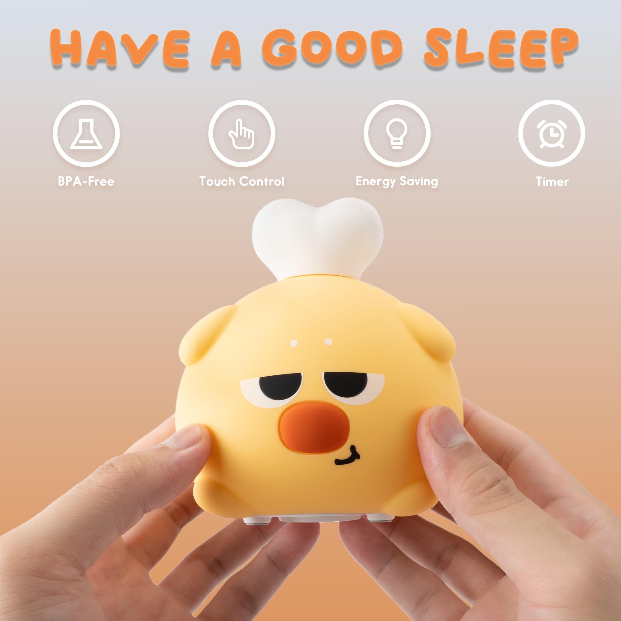 UNEEDE Reindeer Silicone Night Light for Kids, Cute Christmas Gift, Warm Yellow LED Light, Soft Touch, USB Rechargeable, 90-Day