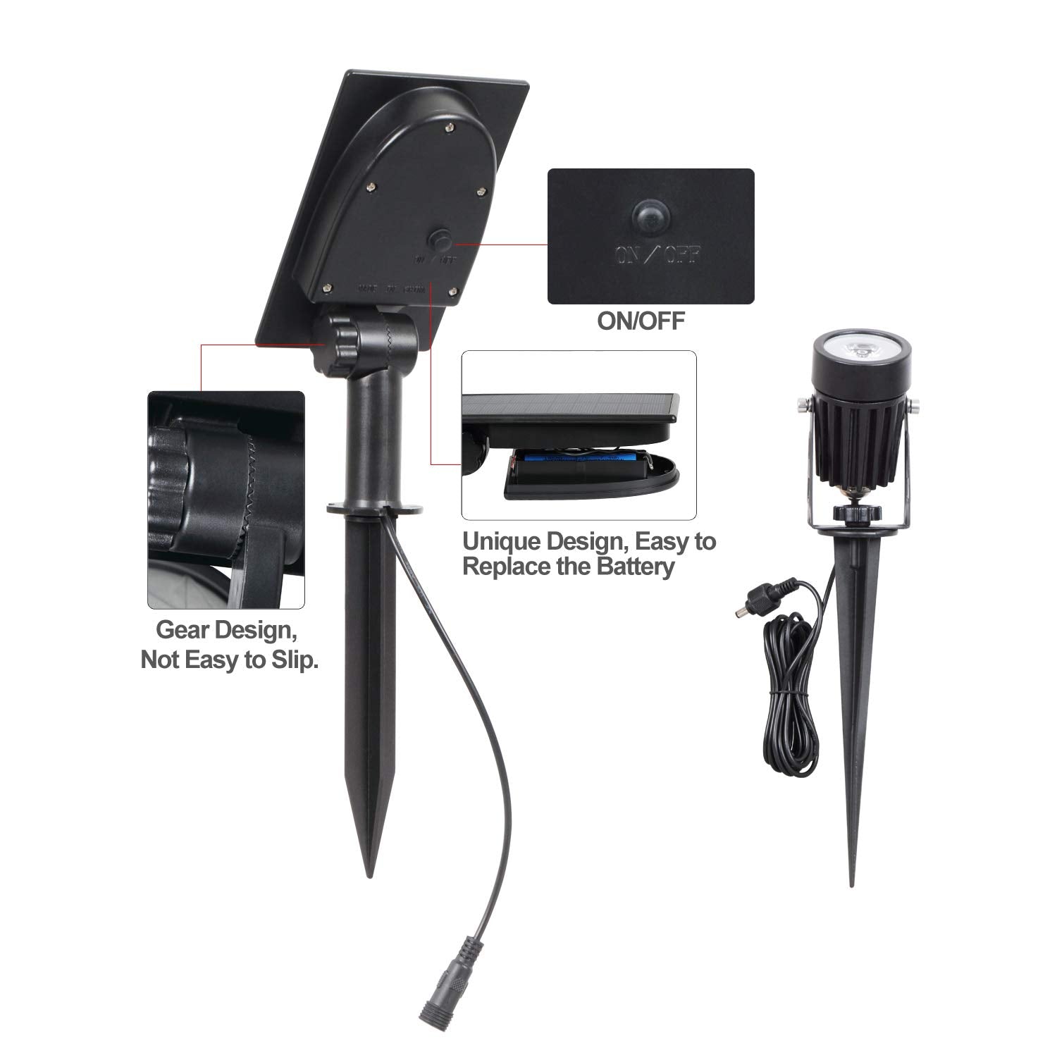 T-Sun Solar Spotlights, Outdoor Led Solar Lights, Waterproof Auto On/Off Solar Wall Lights For Garden,Driveway, Pathway, Pool Ar