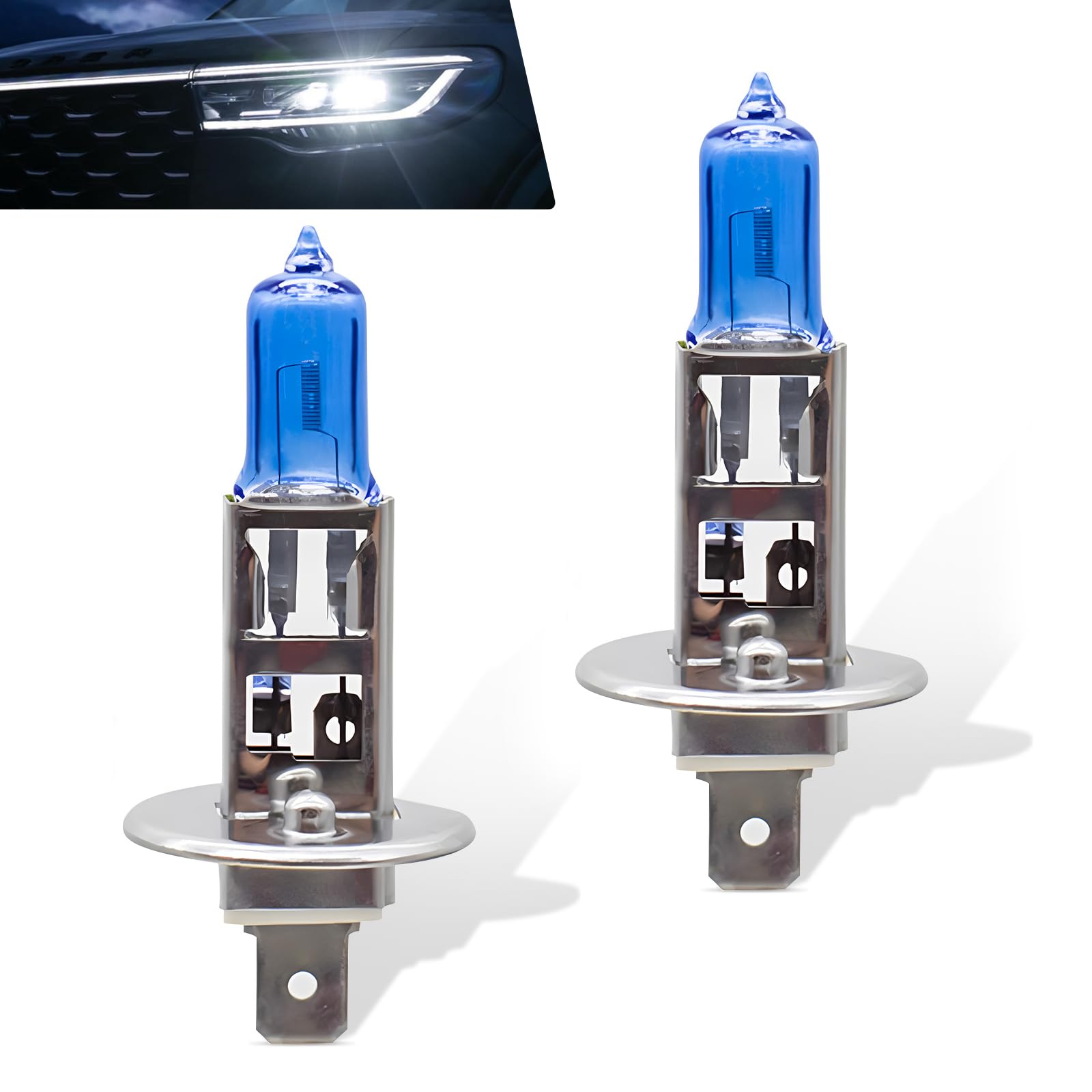 Flygun Pack-2 Halogen Bulbs, 100W Quartz Driving Lights, Super Bright Fog Light Bulbs, 2 PCS, White #H1, Model FUNLED1702WH-H1