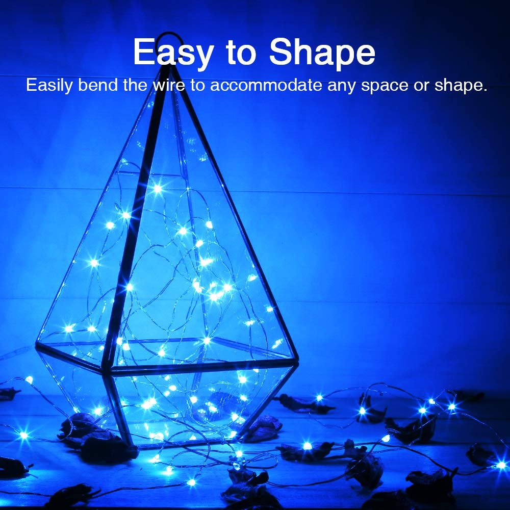 Olafus Blue Fairy Lights, 16 Pack Battery Operated, IP68 Waterproof, 7ft LED String Lights for Wedding, Party, Home Decor