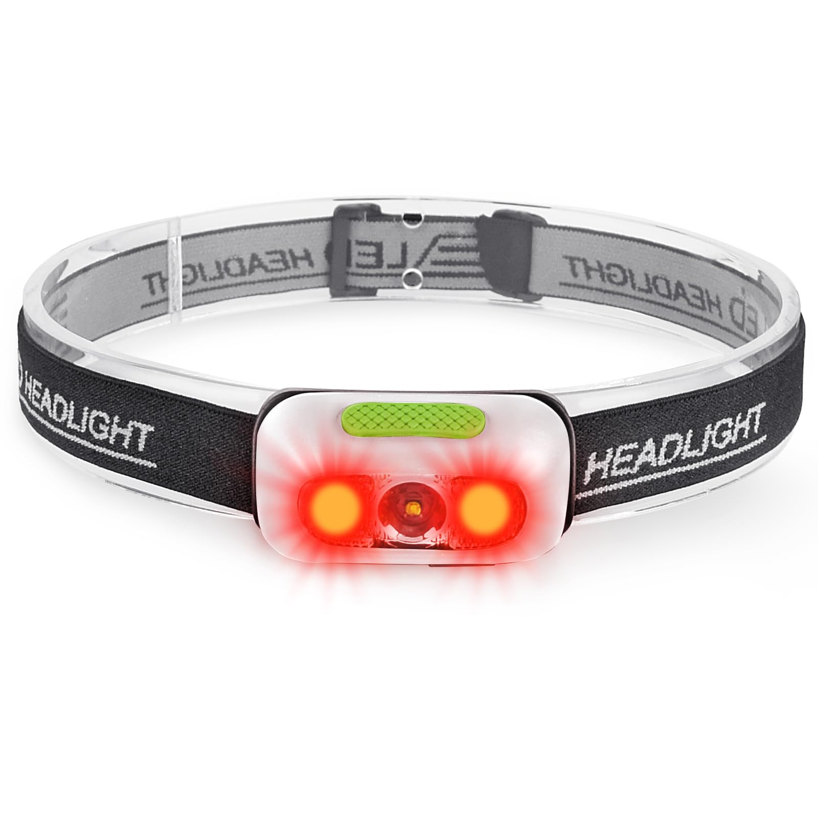 Geekhigh 500 Lumen Rechargeable Headlamp, 5 Modes, IP54 Water-Resistant, Adjustable Strap, 1 Pack, White, Model HL14w.US