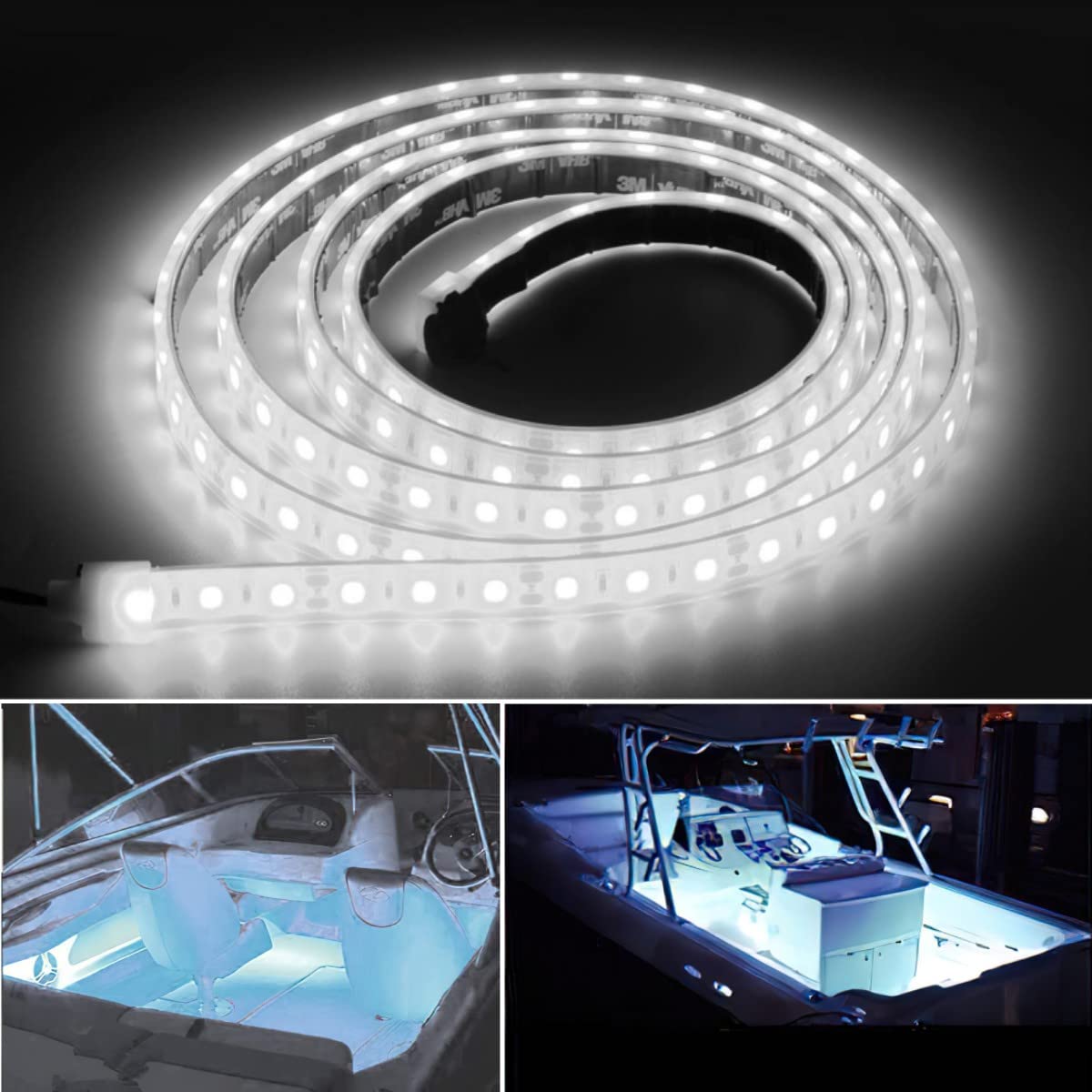 ROLiGHTiC Marine Submersible LED Strip Lights, 12V, IP68 Waterproof, 6FT, White, Model RLMS28
