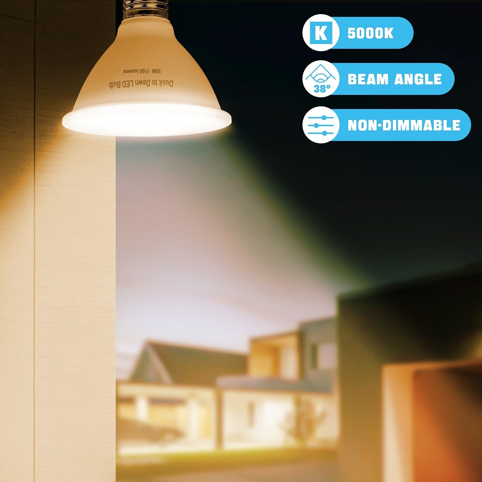 Bmxkpo Par30 Short Neck Outdoor Led Flood Light Bulbs,Dusk To Dawn Light Bulbs 10W, Led Photocell Sensor,1100Lm Equivalent 100W,