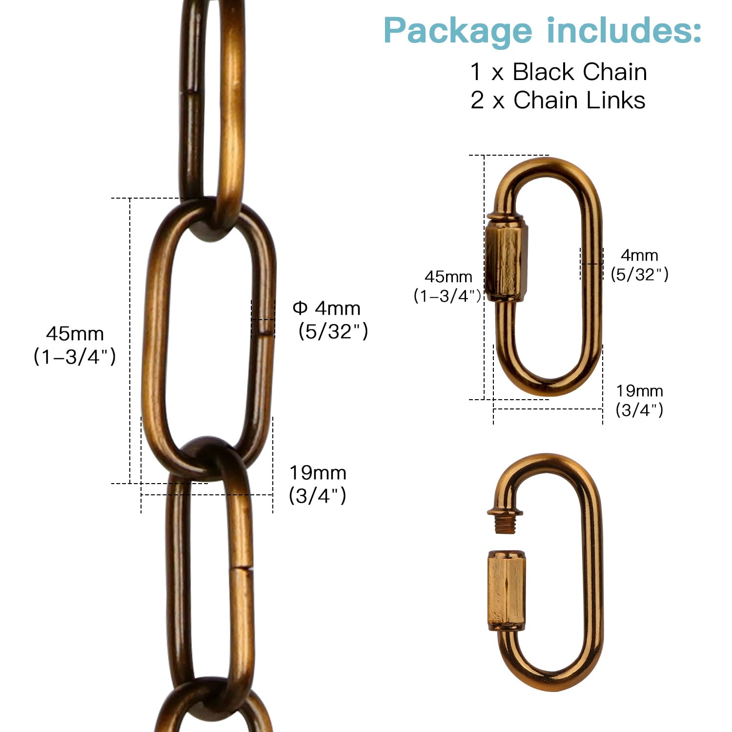 Helunsi 6Ft Gold Bronze Chandelier Chain Extension, Heavy Duty Metal Pendant Fixture