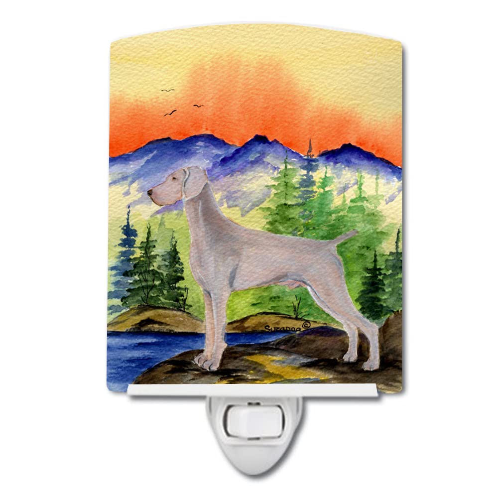 Caroline'S Treasures Ss8267Cnl Weimaraner Ceramic Night Light Compact, Ul-Certified, Ideal For Bedroom, Bathroom, Nursery, Hallway, Kitchen, 6X4X3, Multicolor