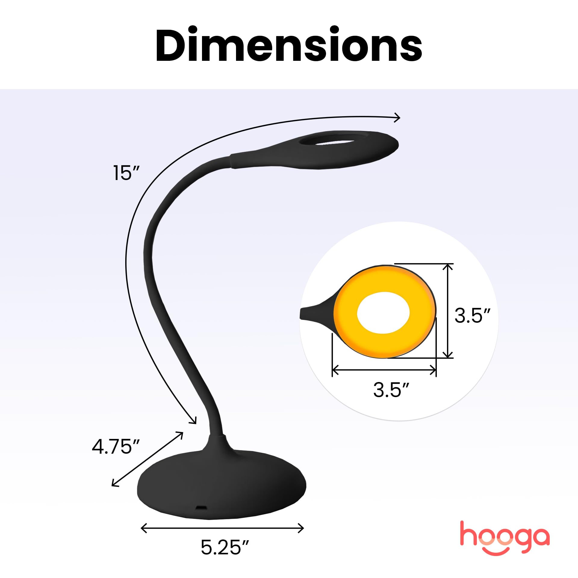 Hooga Desk Lamp, Blue Light Blocking, 3 Color Modes, 1600K Amber, Red, 4000K Full-Spectrum White Light. Office Lamp. Dimmable Re