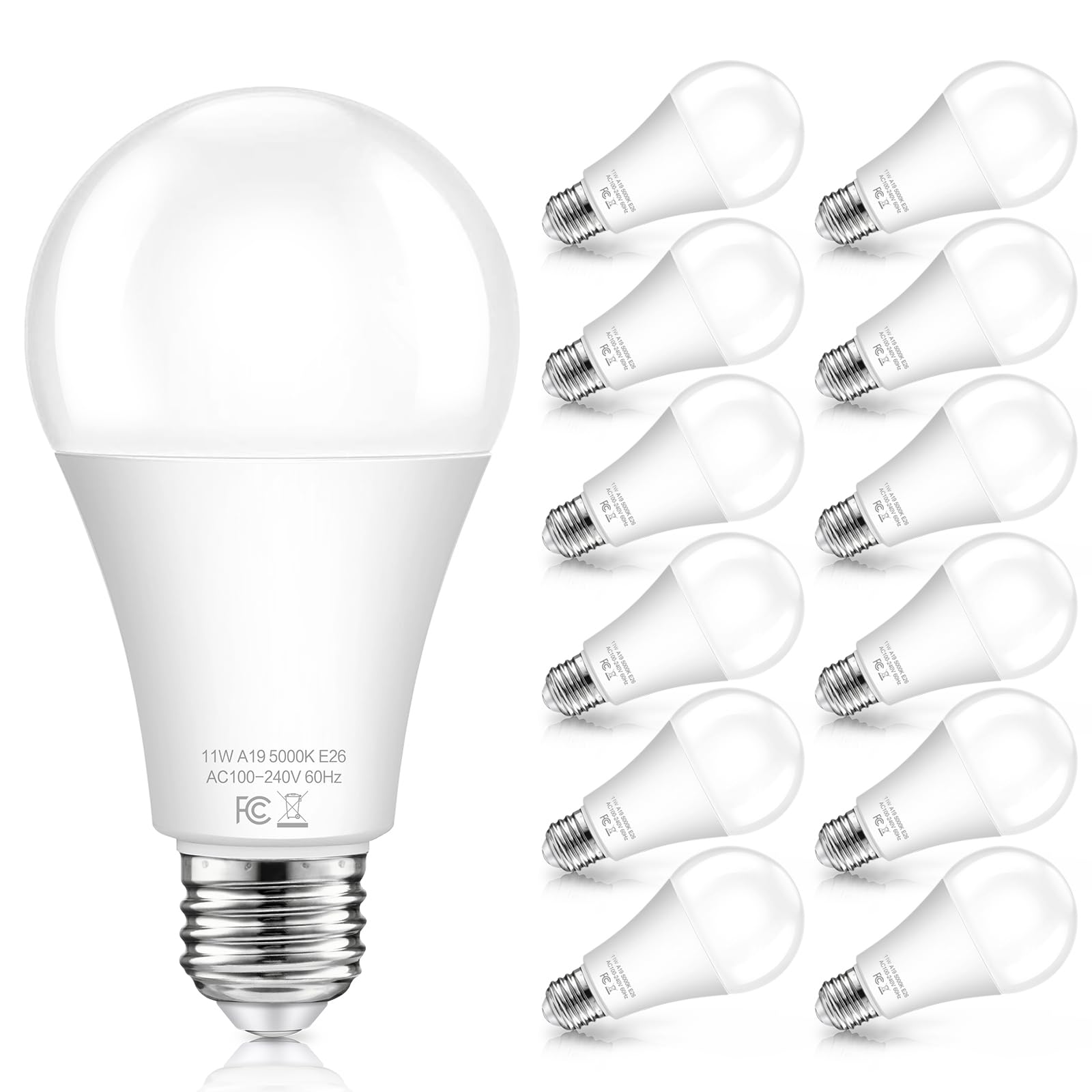 Dusk To Dawn Light Bulbs Outdoor 100 Watt Equivalent, 11W Automatic On/Off Sensor Light Bulb Daylight 5000K, A19 Outdoor Led Lig