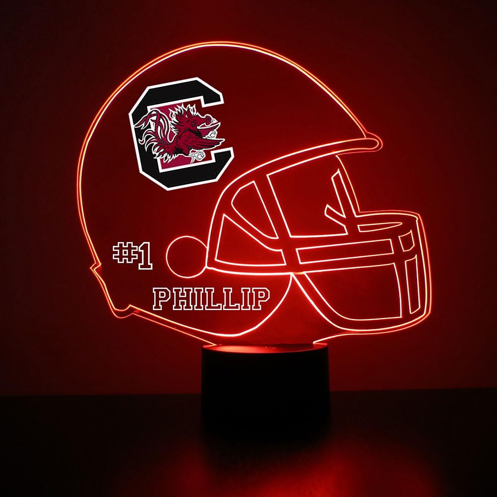 Mirror Magic Store LED Night Light Sign - Custom University of South Carolina Gamecocks Football Helmet, Clear, Model MMSFHSC