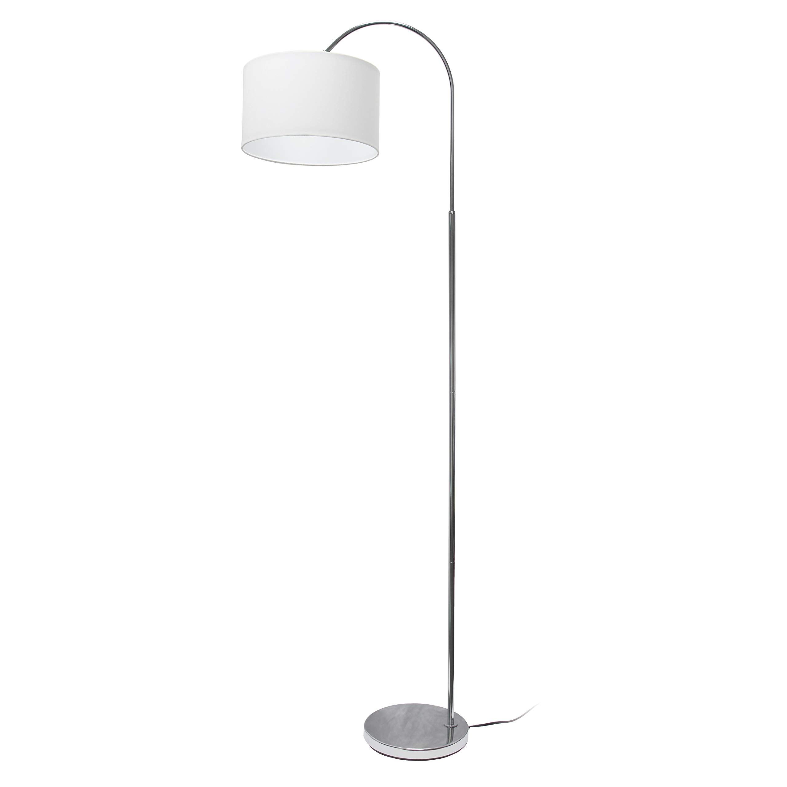 Simple Designs Lf2005-Wht Arched Brushed Nickel Floor Lamp With White Fabric Shade