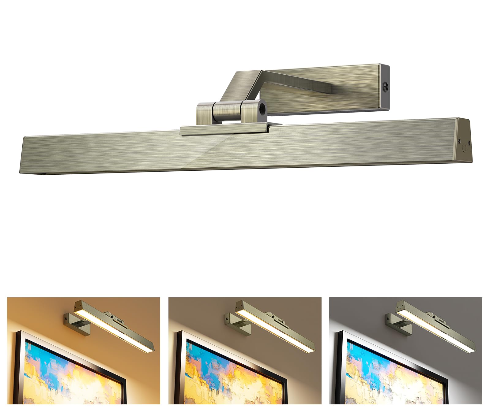 Afyuol Picture Light, Battery Operated, 16in, Greenish Bronze, CCT Dimmable, Remote Control, Model HB-1