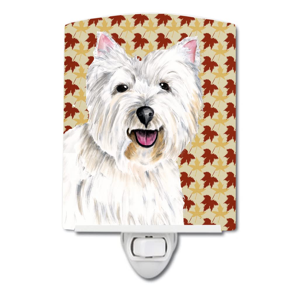 Carolines Treasures Ceramic Night Light, Westie Fall Leaves, UL-Certified, 6x4x3in, Multicolor, Model SC9210CNL