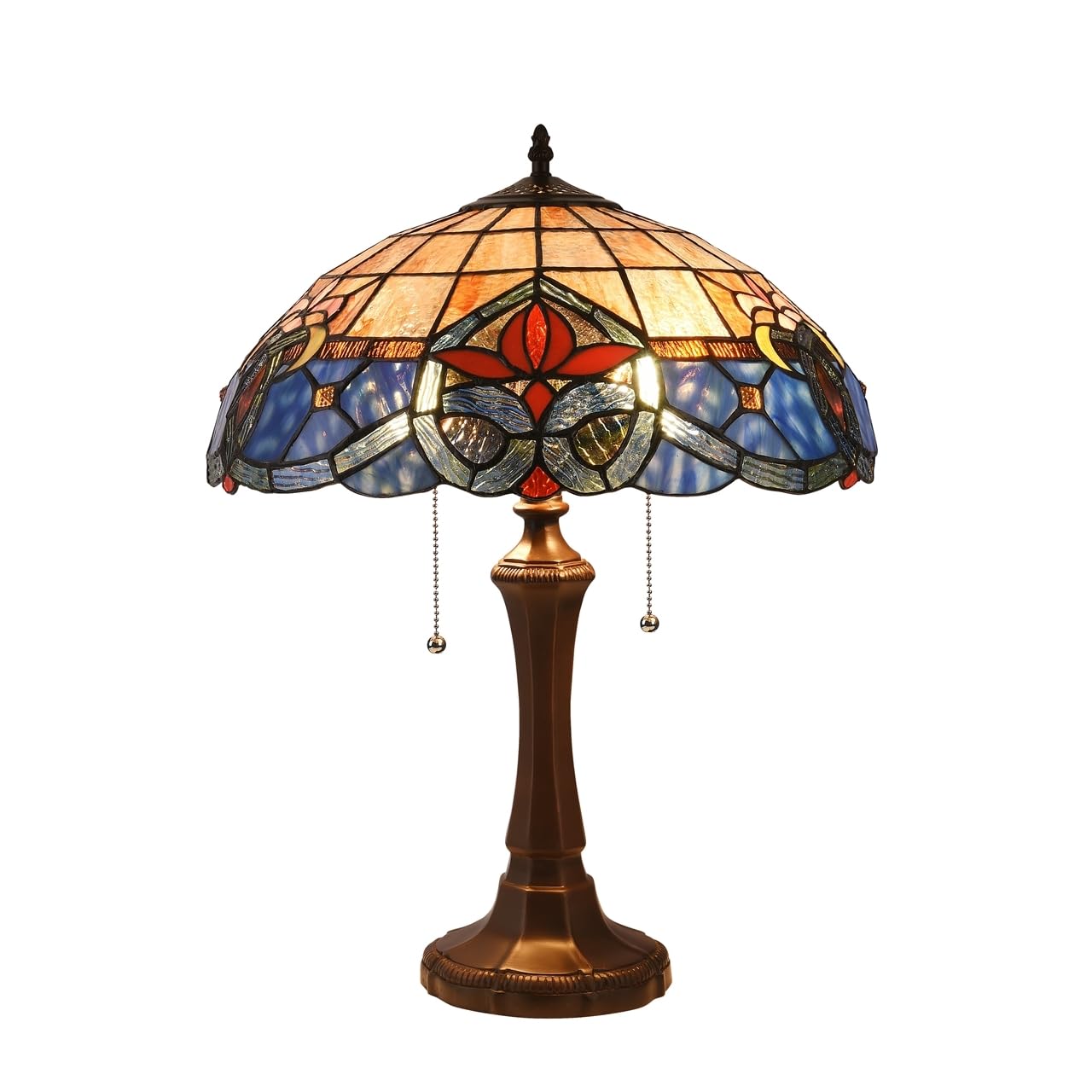 CHLOE Lighting CASPIAN Tiffany-style Dark Bronze 2 Light Victorian Table Lamp 16 Shade