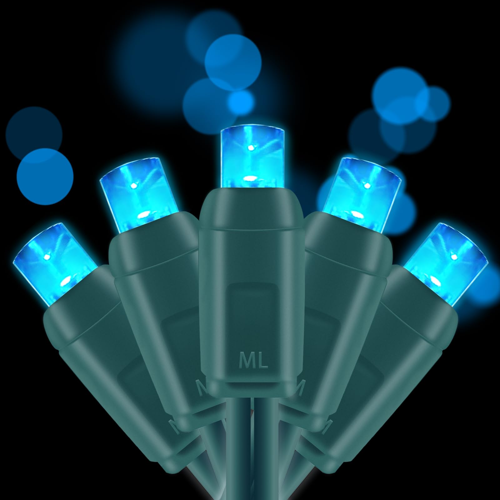 Everfit Lighting 50 Count 5Mm Led Christmas Lights Set, Blue, 17Ft Green Wire, Outdoor Mini String Lights For Halloween & Holiday Decor