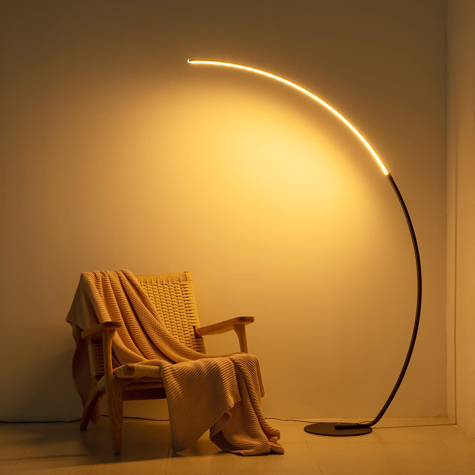 NUÜR Arc Floor Lamp - 67in Tall Black LED with Remote, 3 Color Temperatures, Stepless Dimming for Living Room, Bedroom, Office