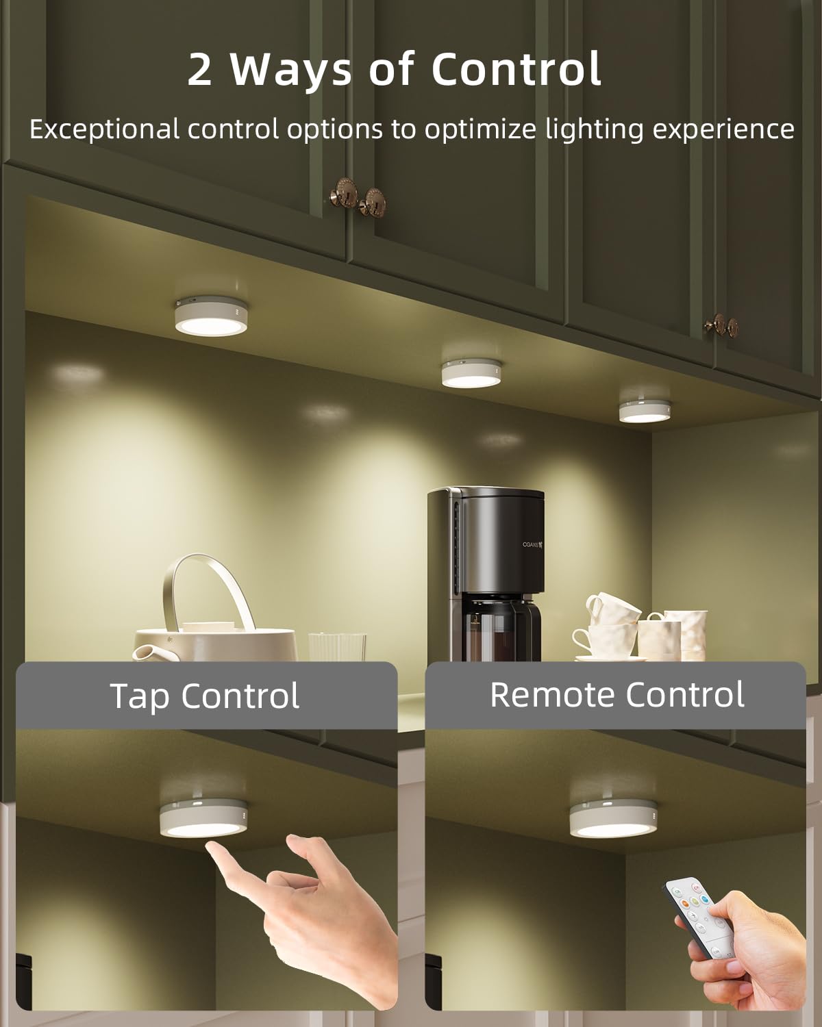Rechargeable Puck Lights With Remote Control, 1600Mah Battery Powered Push Lights Led Stick On Lights For Closet Magnetic Tap Li