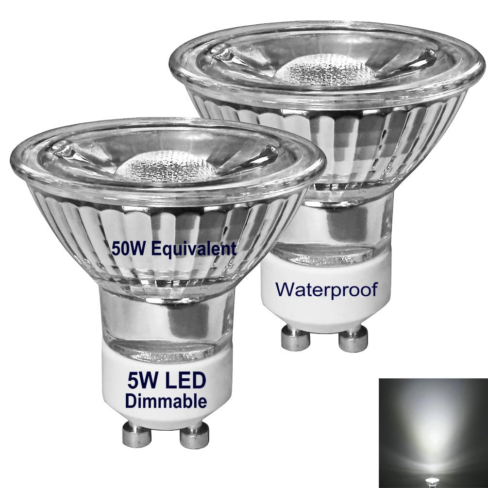 Zorvoxly Dimmable 5W Gu10 Led Light Bulbs,Daylight 5000K,Range Hood Stove Light&Kitchen Light&Recessed Track Light&Indoor Lighti