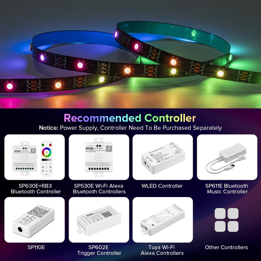 Sezo Ws2812B Eco Led Strip Light 16.4Ft/5M Individually Addressable Programmable 5050Smd Digital Rgb Alloy Wires Flexible Dream Color 30Leds/M Ip30 Non-Waterproof Pcb Black Dc5V