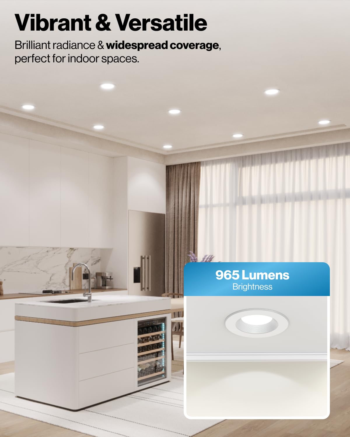 Sunco 4 Pack Retrofit Led Recessed Lighting 6 Inch, 5000K Daylight, Dimmable Can Lights, Baffle Trim, 13W=75W, 965Lm, Damp Rated