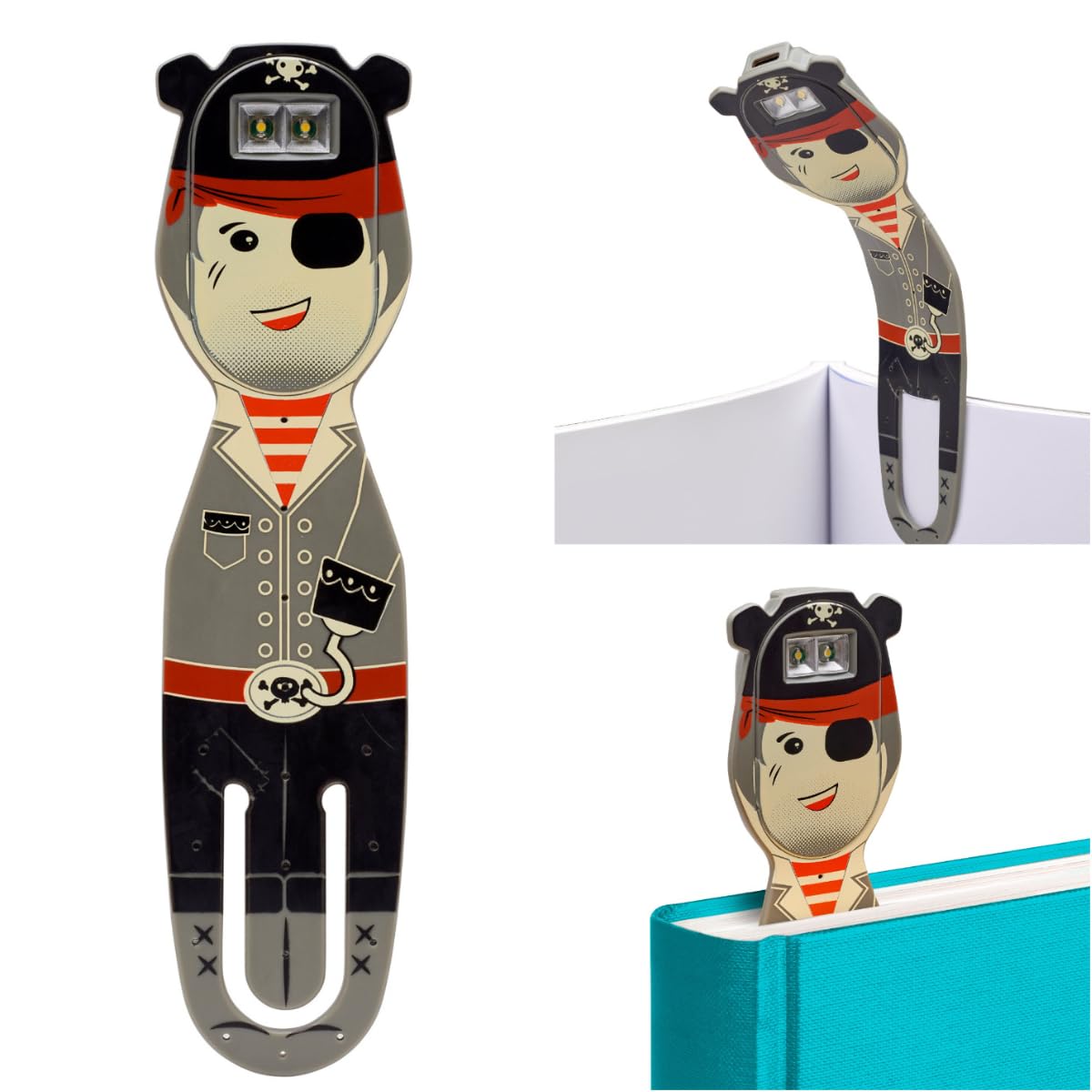 Gifts for Readers & Writers Flexilight Pal Bookmark Light | LED Clip On Lamp | Rechargeable | Plastic | Pirate